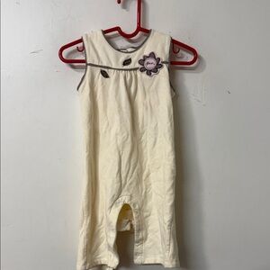 Sleeveless Cream Baby Romper with Floral Accent